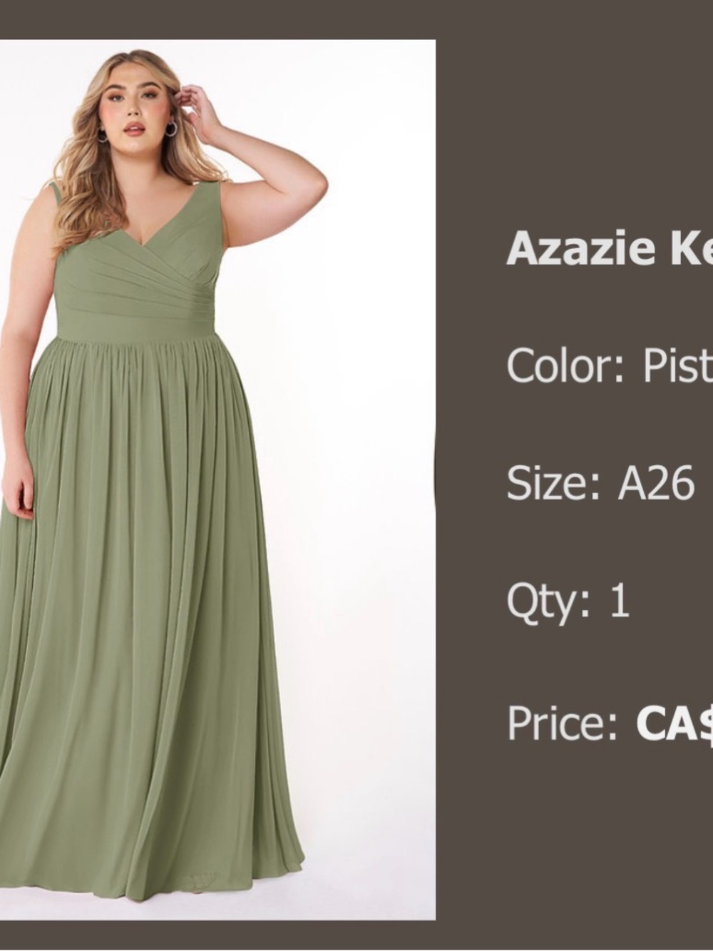 Azazie Maxi Chiffon V-Neck Dress in Pistachio